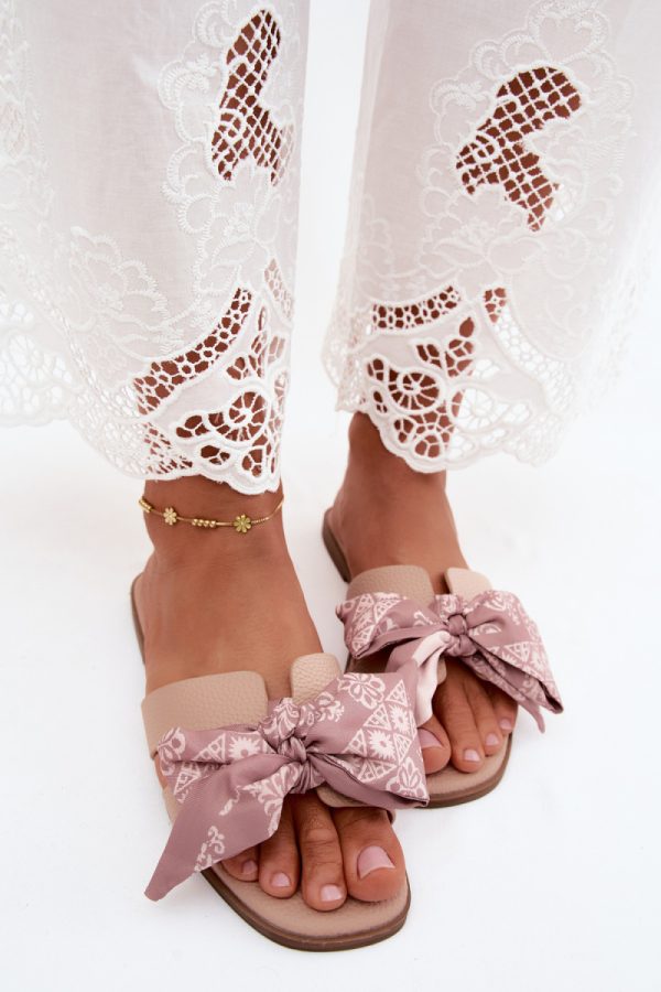 Beige Flip-flops in Sandals & Flip-Flops For Women with Fabric, Footbed and Heel Height