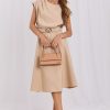 Beige Daydress in Day Dresses with Spandex and Polyester