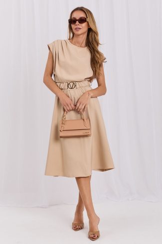 Beige Daydress in Day Dresses with Spandex and Polyester