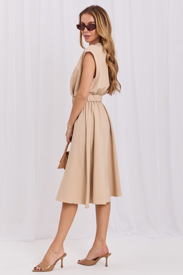 Beige Daydress in Day Dresses with Spandex and Polyester