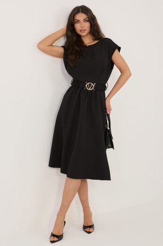 Black Daydress in Day Dresses with Spandex and Polyester