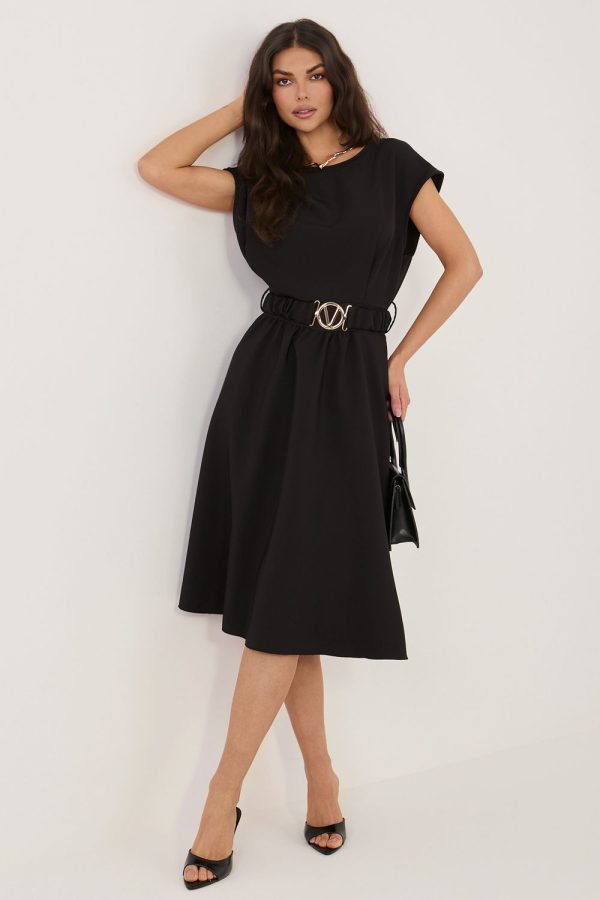 Black Daydress in Day Dresses with Spandex and Polyester
