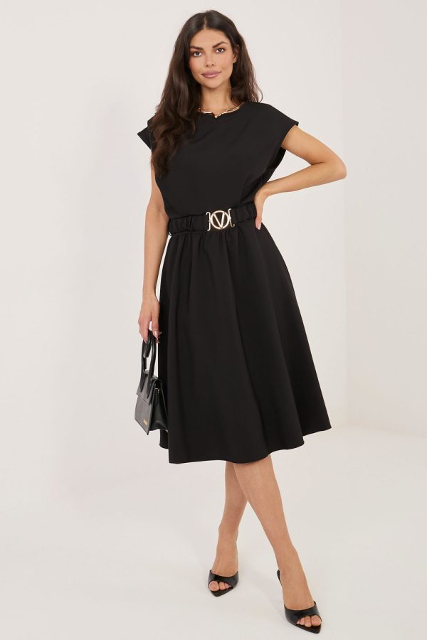 Black Daydress in Day Dresses with Spandex and Polyester