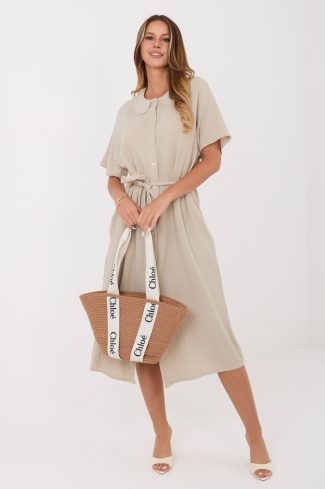 Beige Daydress in Day Dresses with Cotton