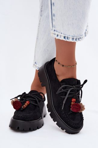 Black Platform Shoes in Women`s Ankle Boots & Booties with Fabric, Footbed, Upper Height and Platform Height