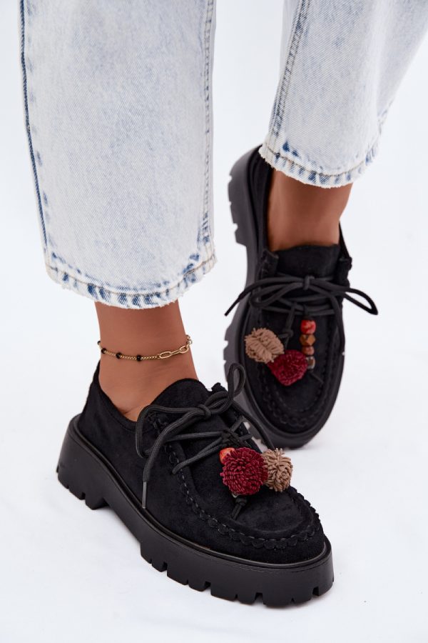Black Platform Shoes in Women`s Ankle Boots & Booties with Fabric, Footbed, Upper Height and Platform Height