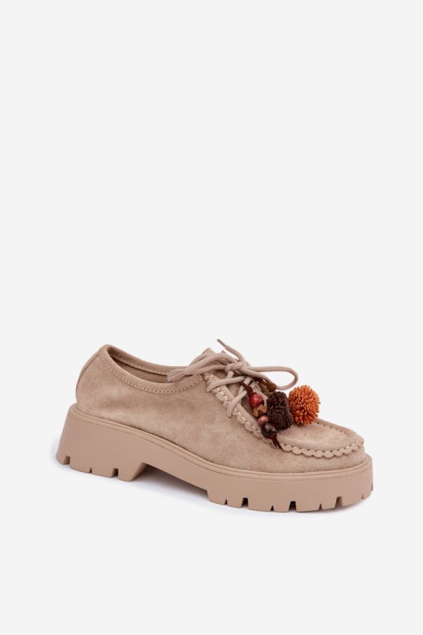 Beige Platform Shoes in Women`s Ankle Boots & Booties with Fabric, Footbed, Upper Height and Platform Height