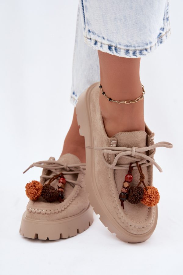 Beige Platform Shoes in Women`s Ankle Boots & Booties with Fabric, Footbed, Upper Height and Platform Height