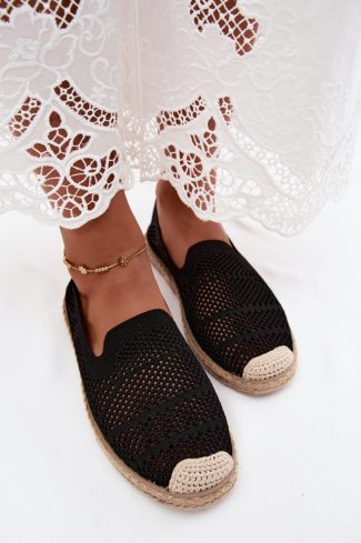 Black Espadrille in Ballet Flats, Ballet Pumps For Women with Fabric, Footbed, Upper Height and Sole Height