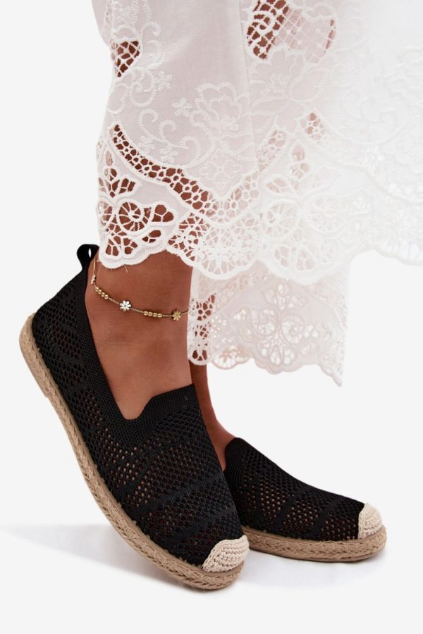 Black Espadrille in Ballet Flats, Ballet Pumps For Women with Fabric, Footbed, Upper Height and Sole Height