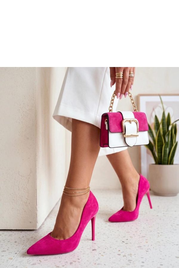 Pink High Heels.Fabric, Footbed and Heel Height