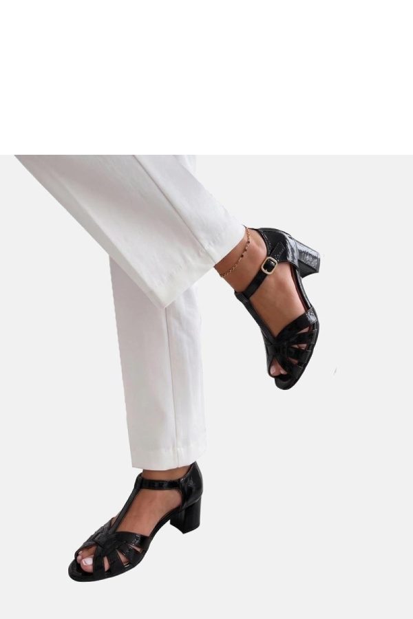 Black Heel Sandals in Sandals & Flip-Flops For Women with Fabric, Footbed and Heel Height