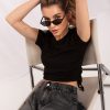 Black T-shirt in Women`s Tops, T-shirts, Singlets with Cotton and Spandex