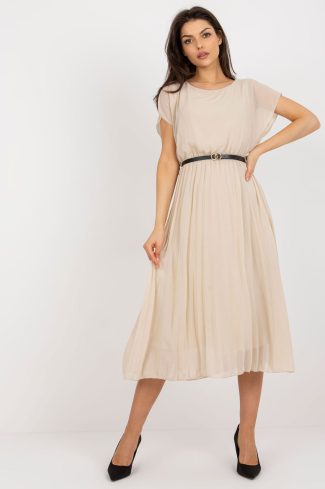 Beige Daydress in Day Dresses with Spandex and Polyester