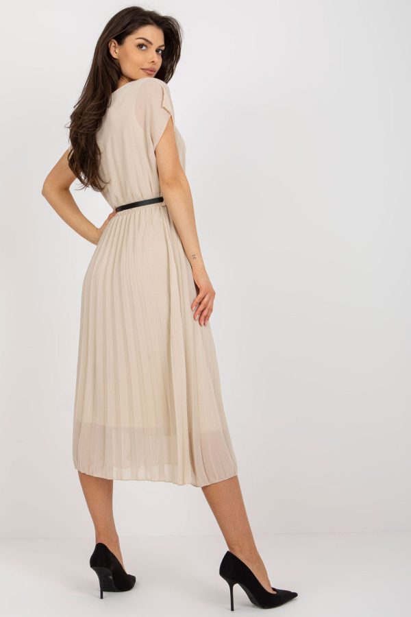 Beige Daydress in Day Dresses with Spandex and Polyester