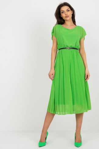 Green Daydress in Day Dresses with Spandex and Polyester