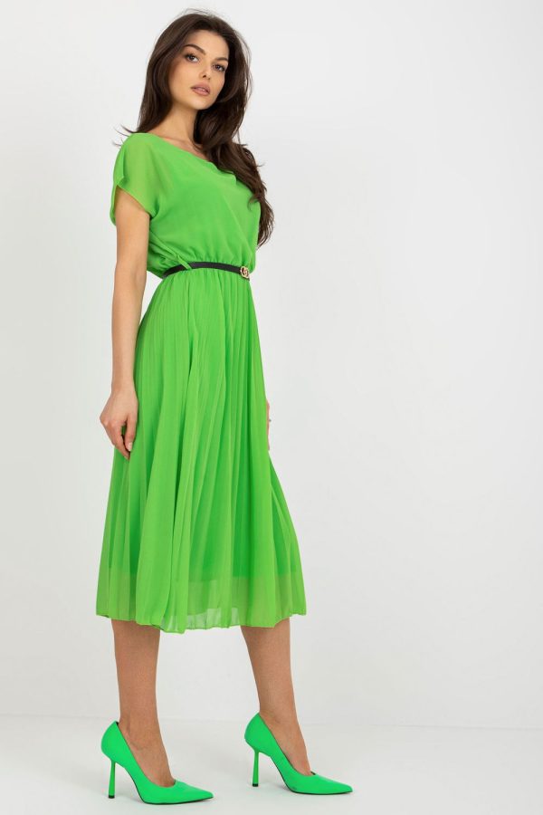 Green Daydress in Day Dresses with Spandex and Polyester