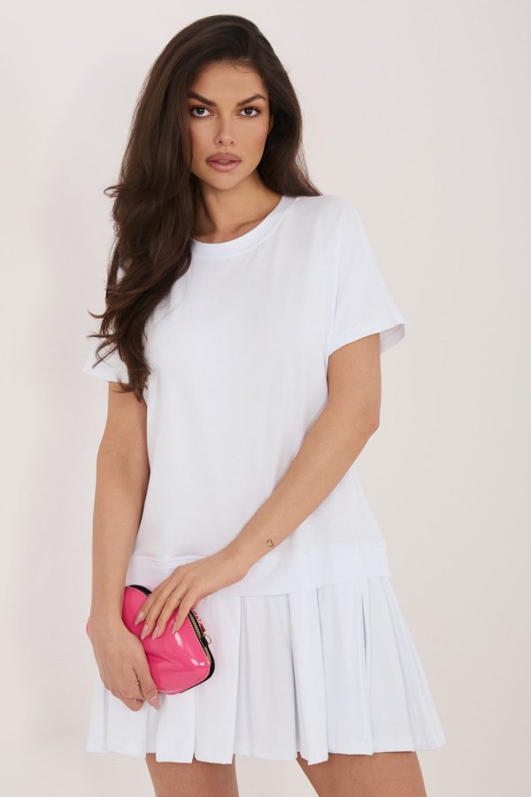 White Daydress in Day Dresses with Cotton and Spandex
