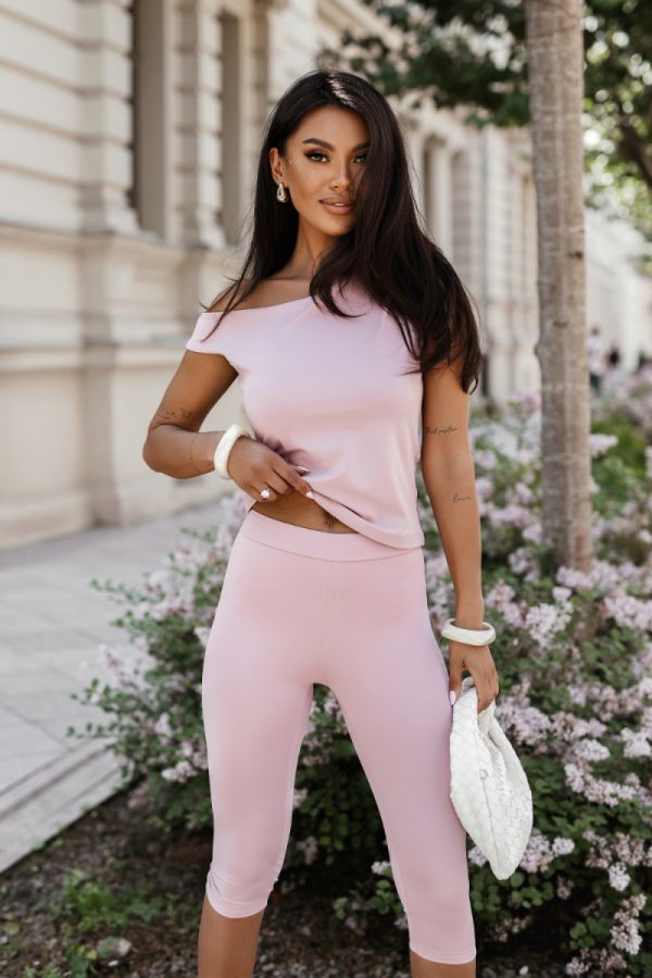 Pink Set in Pants, Trousers, Shorts with Polyester and Viscose