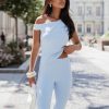 Blue Set in Pants, Trousers, Shorts with Polyester and Viscose