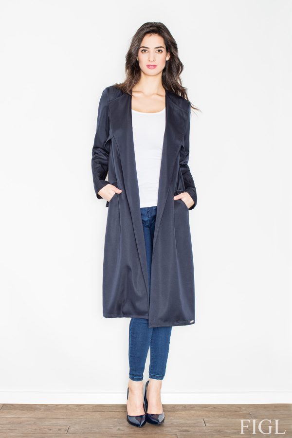 Blue Coat in Women`s Coats, Jackets with Spandex and Polyester
