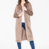 Beige Coat in Women`s Coats, Jackets with Spandex and Polyester
