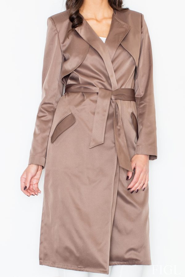 Beige Coat in Women`s Coats, Jackets with Spandex and Polyester