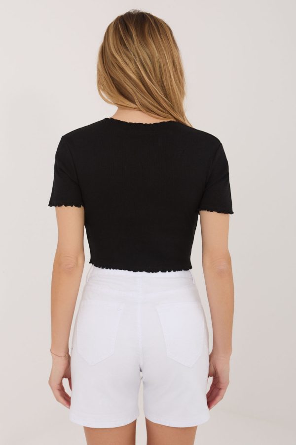 Black Blouse in Women`s Blouses, Tunics with Cotton, Spandex and Polyester
