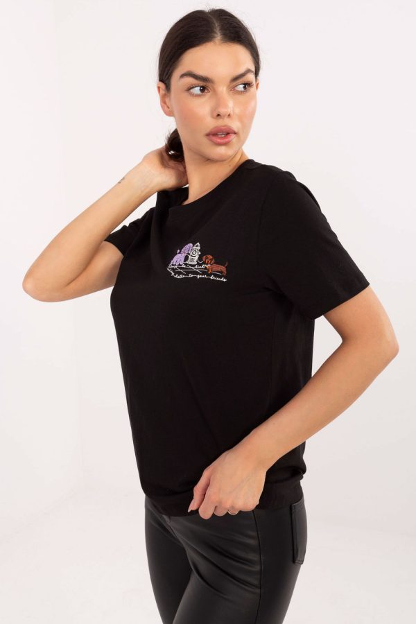 Black T-shirt in Women`s Tops, T-shirts, Singlets with Cotton