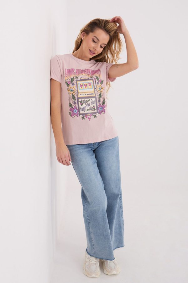 Pink T-shirt in Women`s Tops, T-shirts, Singlets with Cotton