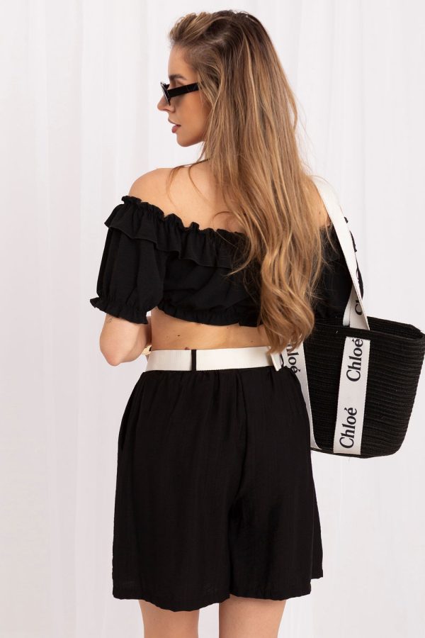 Black Shorts in Shorts For Women, Crop Pants with Spandex and Viscose