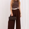 Brown Women Trousers in Pants, Trousers, Shorts with Spandex and Viscose