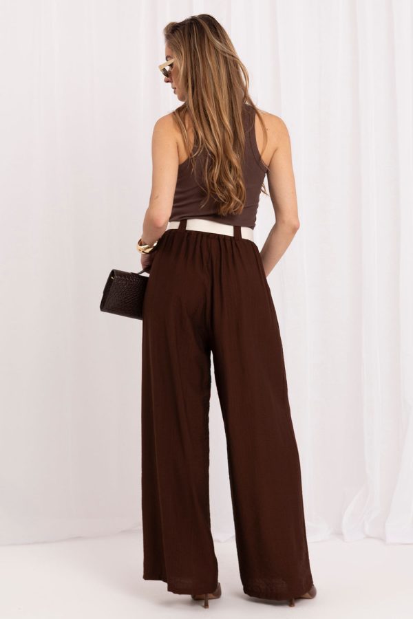 Brown Women Trousers in Pants, Trousers, Shorts with Spandex and Viscose