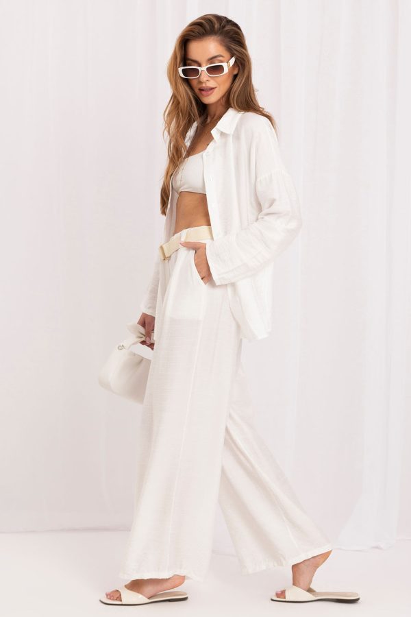 Beige Women Trousers in Pants, Trousers, Shorts with Spandex and Viscose