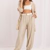 Beige Women Trousers in Pants, Trousers, Shorts with Spandex and Viscose