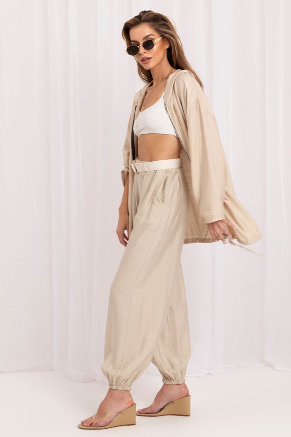 Beige Women Trousers in Pants, Trousers, Shorts with Spandex and Viscose