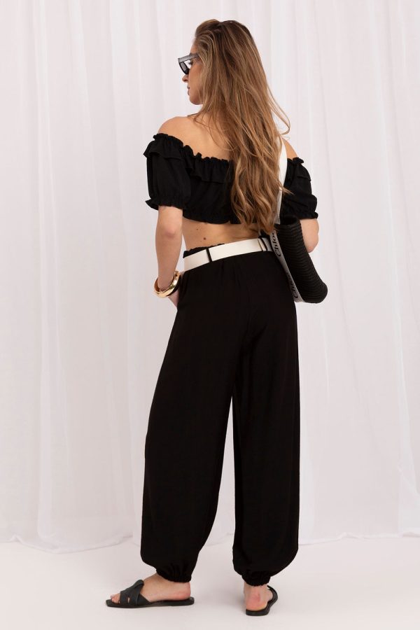 Black Women Trousers in Pants, Trousers, Shorts with Spandex and Viscose