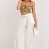 Beige Women Trousers in Pants, Trousers, Shorts with Spandex and Viscose