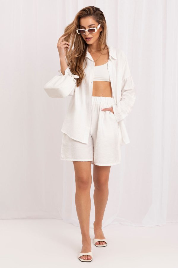 Beige Set in Pants, Trousers, Shorts with Spandex and Viscose