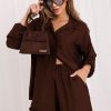 Brown Set in Pants, Trousers, Shorts with Spandex and Viscose