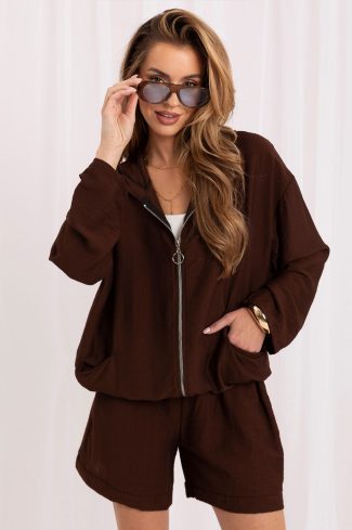 Brown Sweatshirt in Sweatshirts For Women with Spandex and Viscose