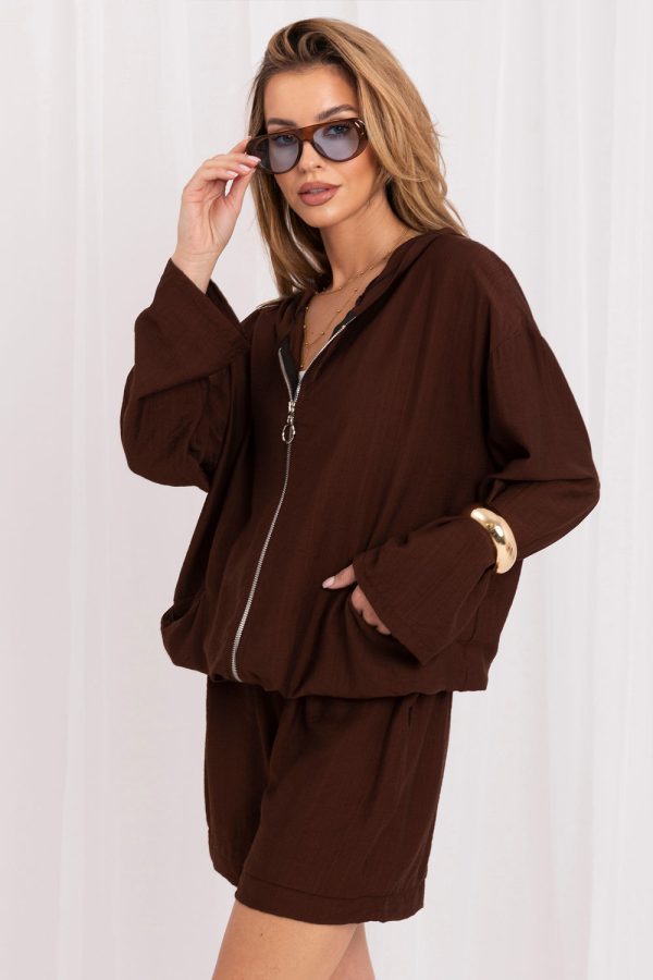 Brown Sweatshirt in Sweatshirts For Women with Spandex and Viscose