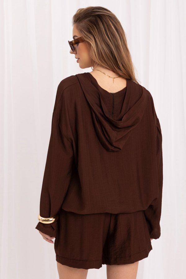 Brown Sweatshirt in Sweatshirts For Women with Spandex and Viscose