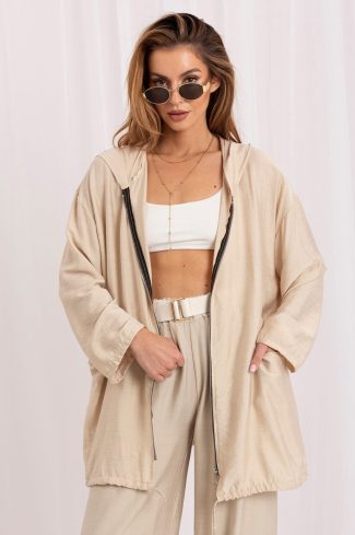 Beige Sweatshirt in Sweatshirts For Women with Spandex and Viscose