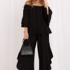 Black Set in Pants, Trousers, Shorts with Spandex and Viscose