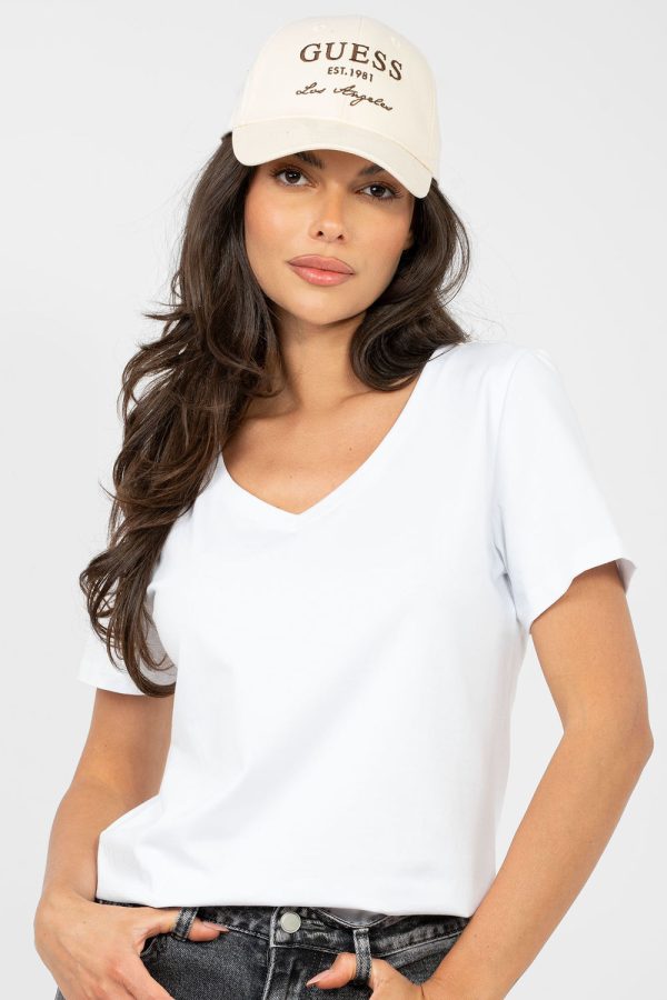 White T-shirt in Women`s Tops, T-shirts, Singlets with Cotton and Spandex