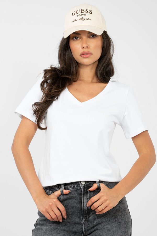 White T-shirt in Women`s Tops, T-shirts, Singlets with Cotton and Spandex