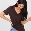 Brown T-shirt in Women`s Tops, T-shirts, Singlets with Cotton and Spandex