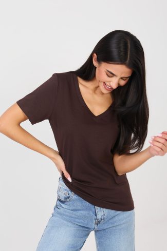 Brown T-shirt in Women`s Tops, T-shirts, Singlets with Cotton and Spandex