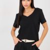 Black T-shirt in Women`s Tops, T-shirts, Singlets with Cotton and Spandex